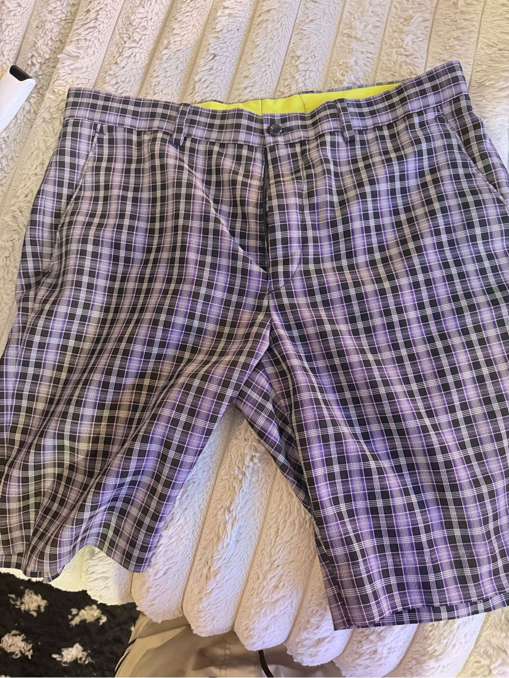 Men's Plaid Louis Raphael Golf Shorts - Purple/Black